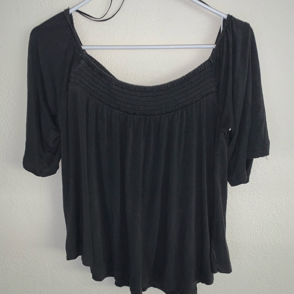Off the shoulder grey top